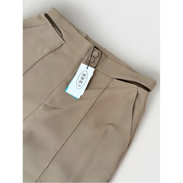 NWT Cider Khaki Cut Out Waist Wide Leg Trousers Womens XL Neutral Flowy Pants - Image 3