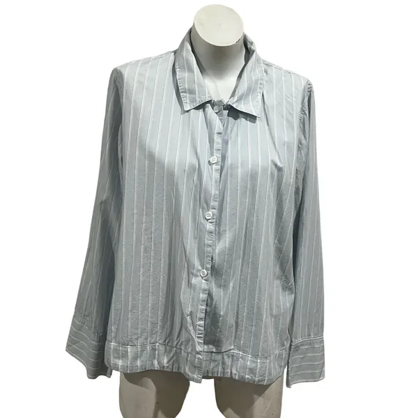 COS blue striped collared button up shirt - Image 2