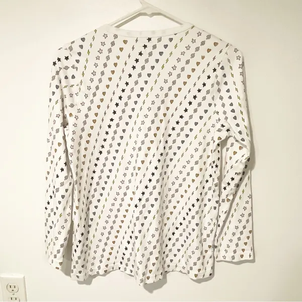 Roller‎ Rabbit X Peloton Size Small White Printed Henley Pajama Top - Image 4