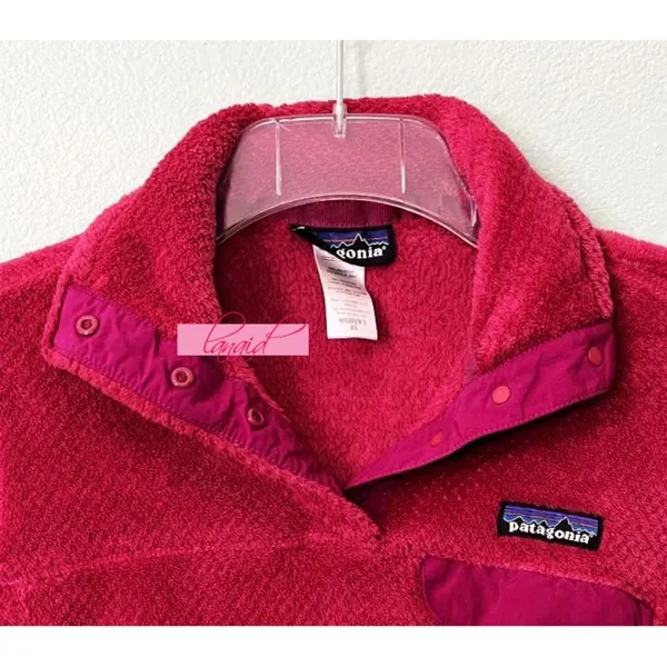Patagonia Re-Tool Snap Fleece Bougainvillea Magenta VNeck Sherpa Fuzzy Shearling - Image 4