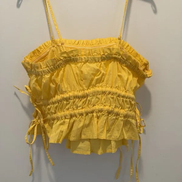 Free People Gabby Tube Top Yellow Tie Elastic Size L - Image 6