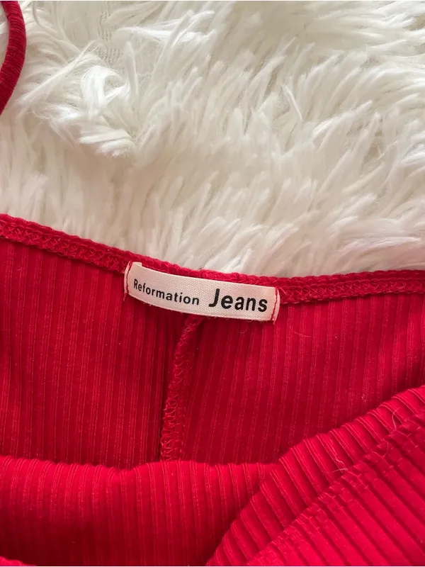 Reformation Jeans ribbed red bodysuit - Image 2