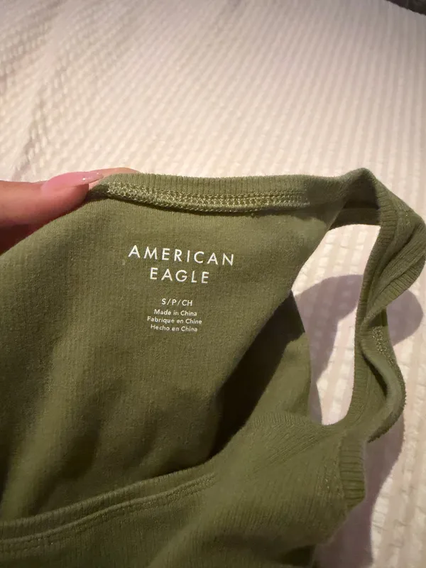 American Eagle Outfitters Olive Ribbed Scoop Tank - Image 3