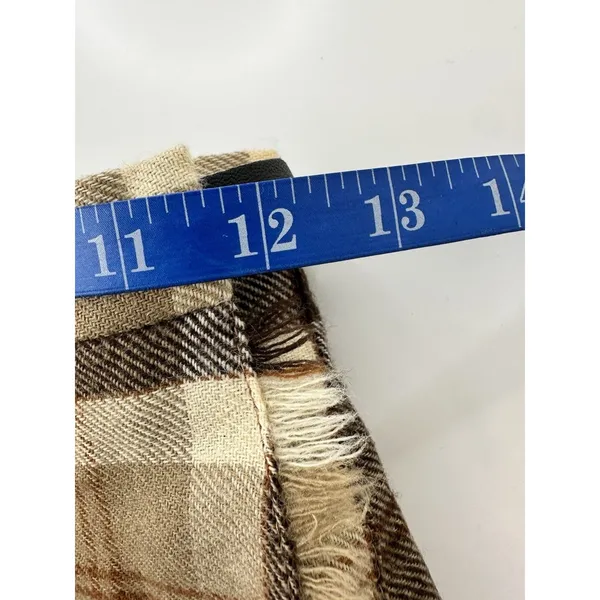 Vintage Pure New Wool Plaid Wrap Kilt Skirt Women’s XS Small Beige Brown Tartan - Image 13