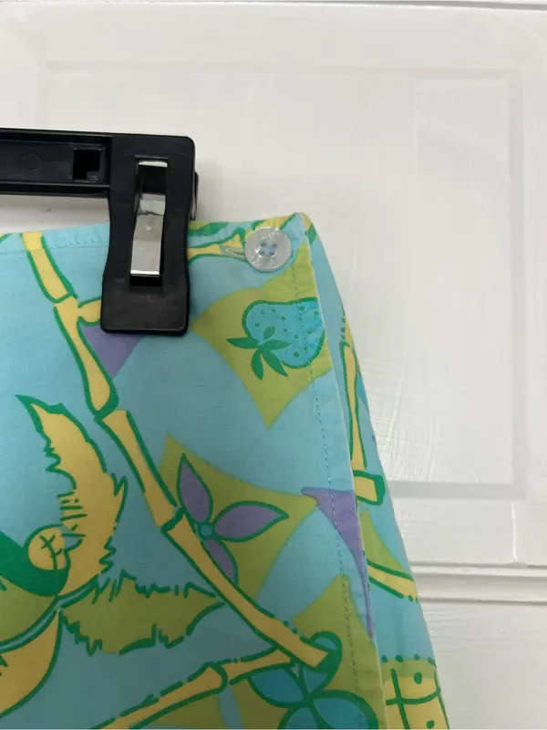 Lilly Pulitzer Aqua Tropical Print Mini Skirt with Green & Yellow Accents - Image 3