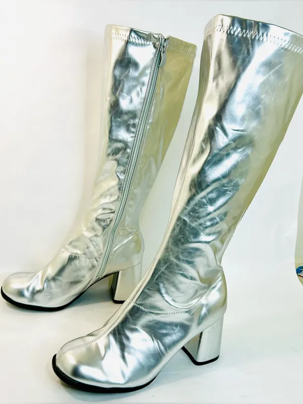 Rubies Women’s Costume Silver Patent GoGo Boots Silver Polyurethane size 10 - Image 8