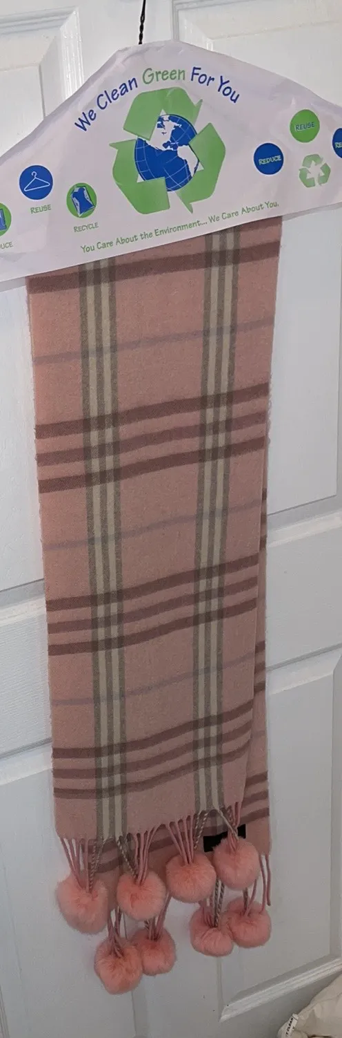 Pink Plaid Cashmere Scarf - Image 2