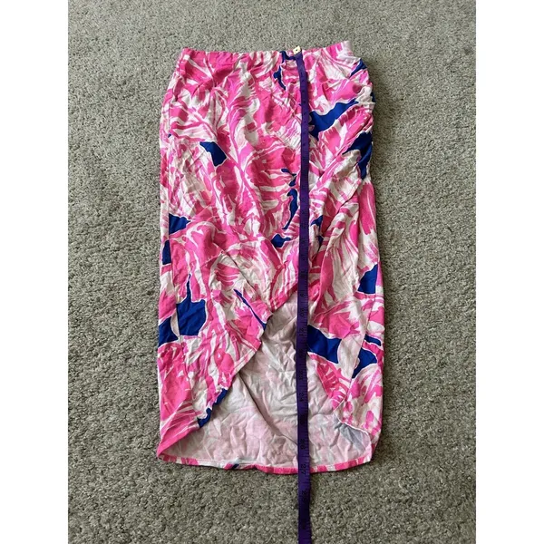 Lilly Pulitzer XS Palmer Faux Wrap‎ Skirt Beach Bliss Tiki Pink - Image 5