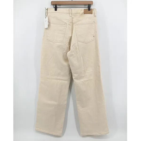 AE77 Stovepipe Selvedge Jeans Women 14 Regular Cream NWT Organic Cotton Straight - Image 8