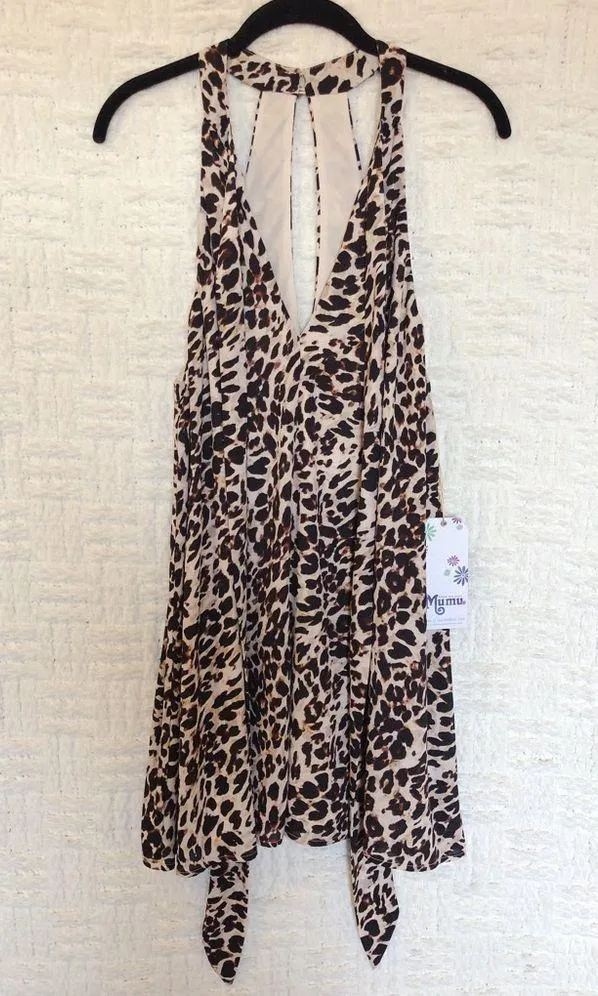 NWT New Show Me Your Mumu Front Tie Cha Cha Cheetah Animal Print Mini Dress - Image 2