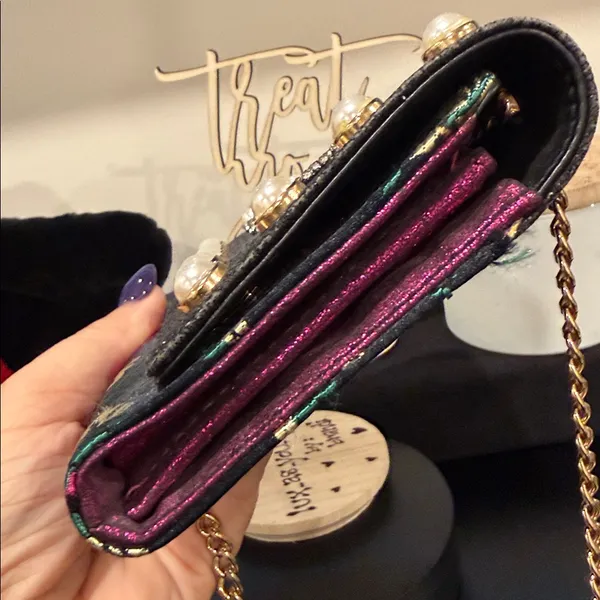 ‼️SALE‼️ *EUC* ALDO, Embellished Black and Multicolor Clutch/Wallet On Chain - Image 5