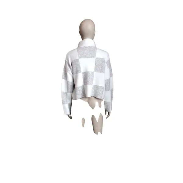 Pink Lily Gray and White Turtleneck Sweater - Image 4