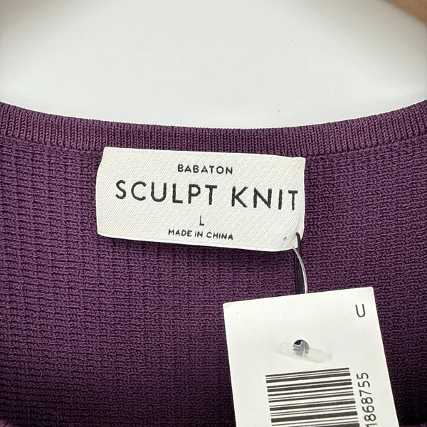 Aritzia Babaton‎ Sculpt Knit Racer Mini Dress L Dewberry Purple NWT Ribbed Tank - Image 7