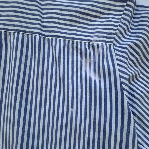 BFA Classics Blue White Striped Shirt Womens Med Petite Star Patriotic‎ Vintage - Image 6
