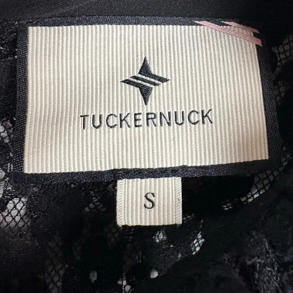 Tuckernuck Lace High Neck Sheer Balloon Sleeve Blouse Sheer Black Size Small - Image 5