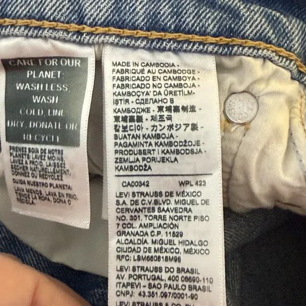 Levi's Premium Wedgie Straight Leg Jeans Womens‎ Blue Denim 26x27 Button Fly - Image 9