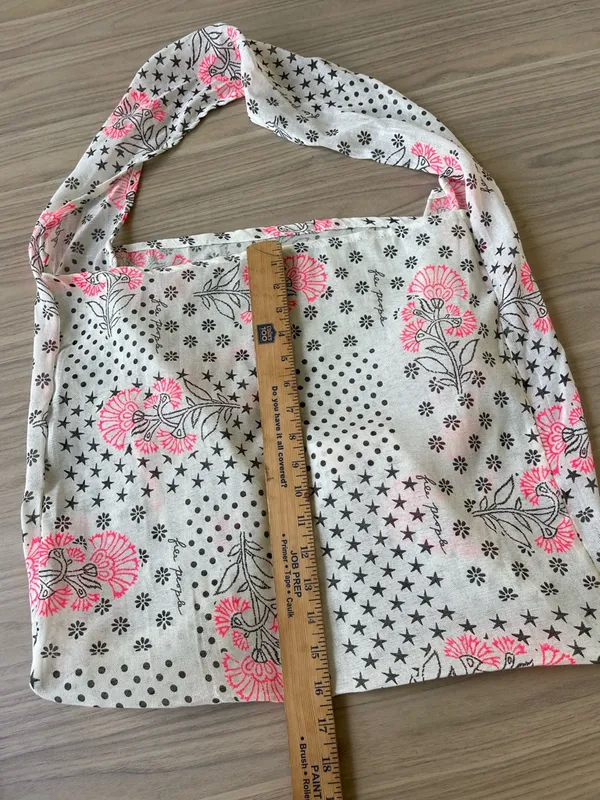 Free People White Tote with Pink Floral and Black Accents - Image 4