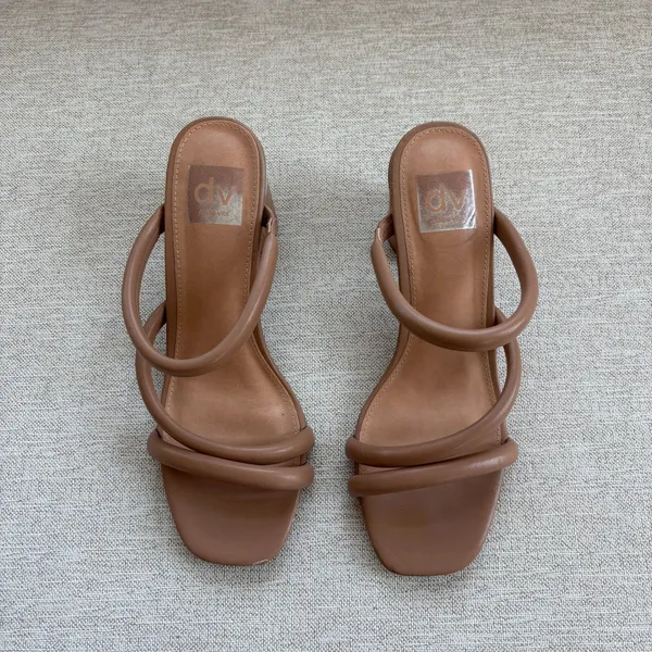 DV Dolce Vita Priana Tan Puffy Strappy Block Heel Sandals Summer Heels Size 8 - Image 2