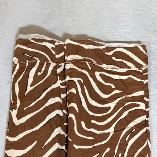 ASOS DESIGN Brown Zebra Print Cotton Gauze Wide Leg Pants Small High Rise - Image 7