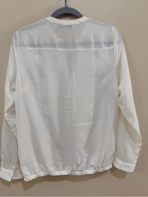 The Limited Ivory Textured Blouse M Split Neck Long Sleeve Career Top - Image 3