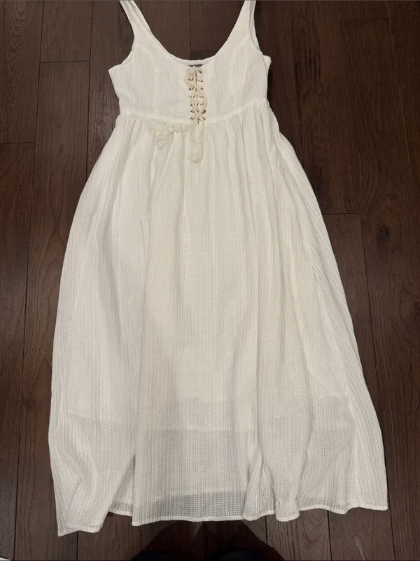 DL1961 Women’s Midi Dress with Lace-Up Top Size Medium - C11-726 - Image 2