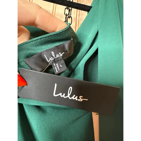 NWT Lulus Adeline Emerald One-Shoulder Scarf Maxi Dress Hoilday Party Gala Sz L - Image 7