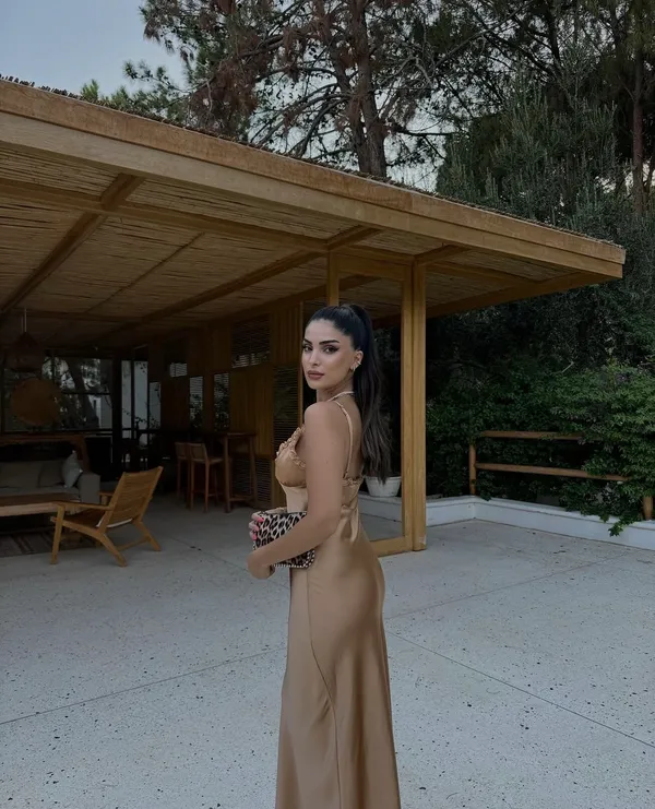 Zara maxi dress bodycon slip satin ruffle carmel evening wedding cocktail - Image 6