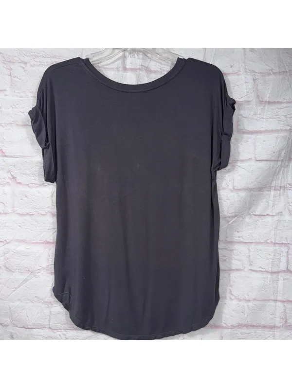Rebel Society Black Rolled Sleeve High Low Top Women’s Casual Tee Medium - Image 7