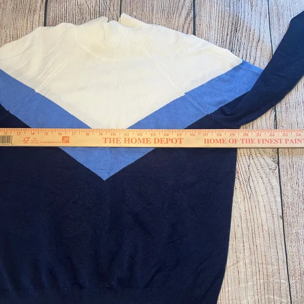 Aerie Offline Colorblock Mock Neck Sweater Pullover Blue White Womens L‎ Cozy - Image 6