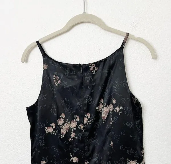 [Vintage] All That Jazz 90s Y2K Floral Satin High Neck Halter Blouse Sz Small S - Image 4