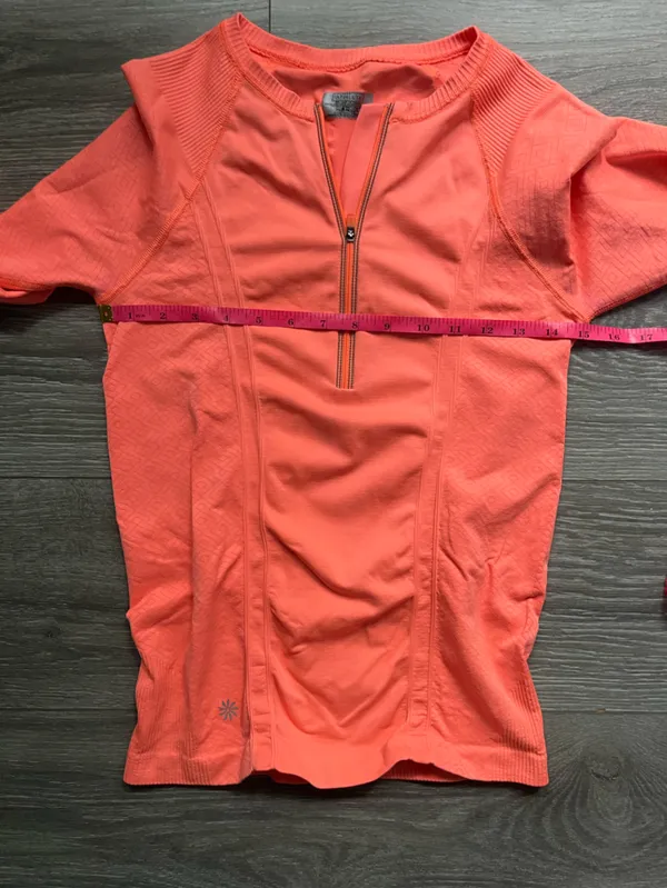 NEW Athleta Orange Fitted Long Sleeve Quarter Zip Active Workout Gym Shirt S - Image 6