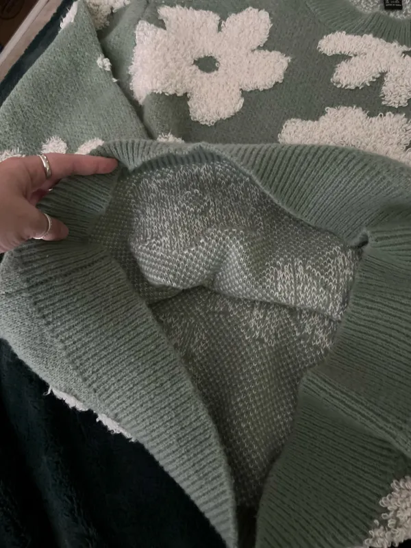 Sage & White Flower Pullover - Image 3