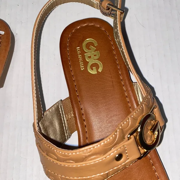 GBG Los Angeles Brown Faux Leather T-Strap Flat Sandals Women's Size 11 - Image 6