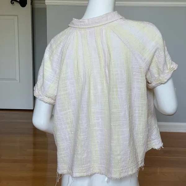 We The Free Linen Blend Gauze Button Shirt Large - Image 3