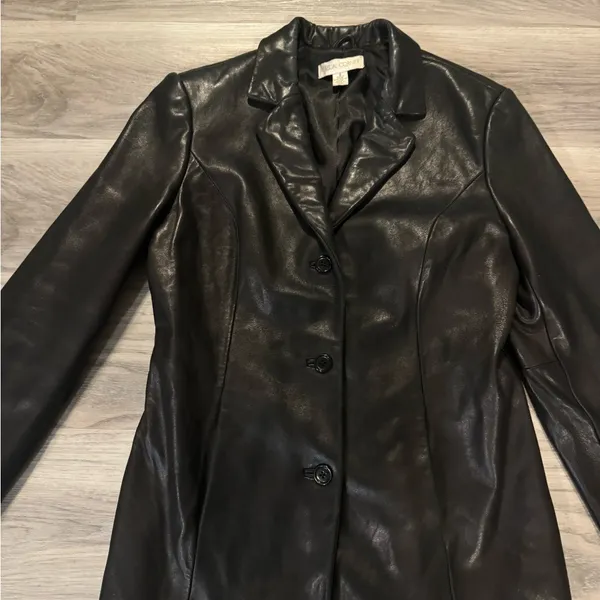 Casual Corner 90s women’s black leather blazer jacket size Small - Image 2