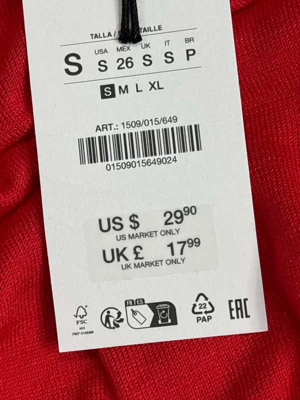 Zara Red Fine Knit Long Sleeve Crew Neck Sweater Size S NWT - Image 3