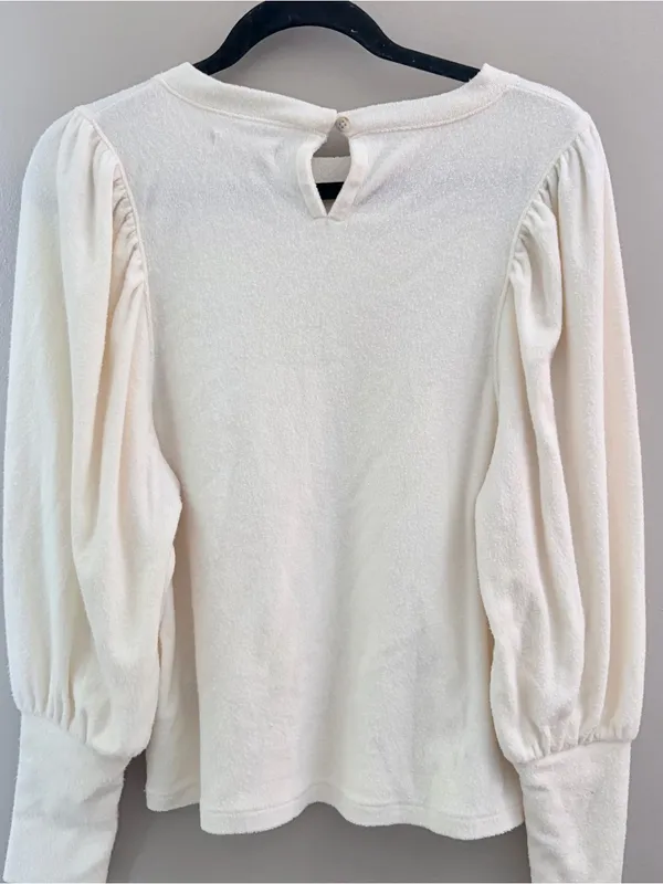 Madewell Off White Puff Sleeve Top Medium - Image 4
