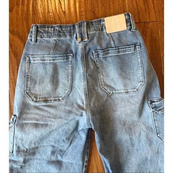 Paige Carly Cargo jeans wide leg high rise size 27 - Image 9