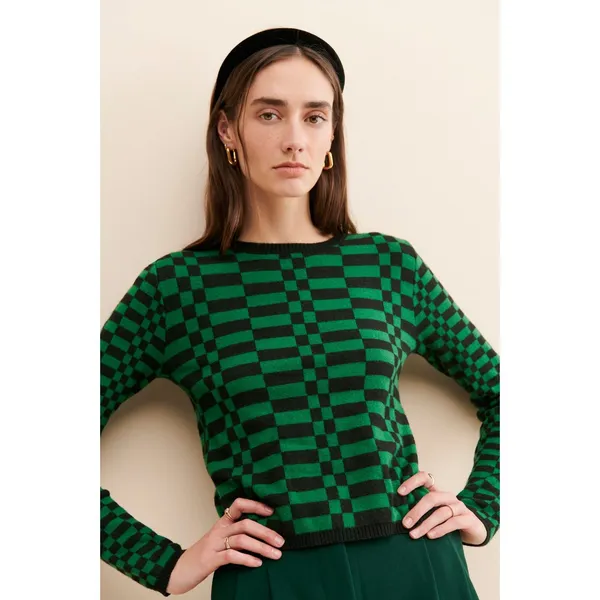 Daydreamer LA Evergreen Check Sweater Size Small $87 retail NWT Soft! - Image 2