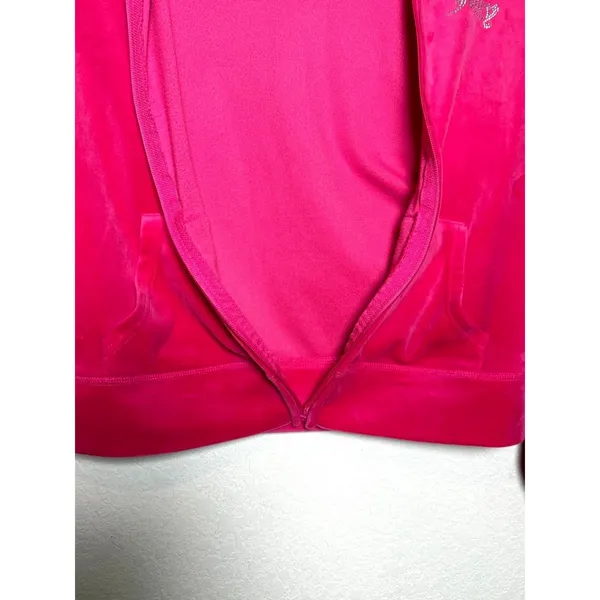 Juicy Couture Velour Zip Hoodie Pink Size S Zipper Broken Y2K - Image 6