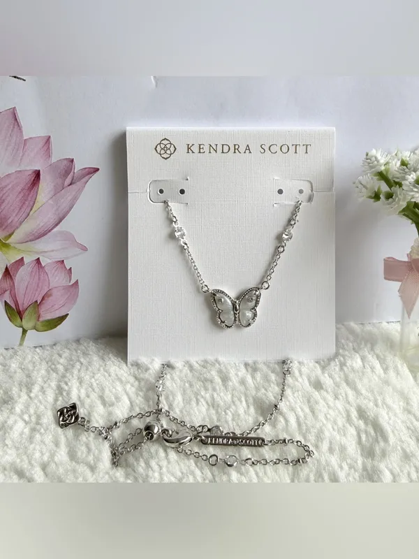 New Kendra Scott Cailey Butterfly Pendant Necklace Rhod / Ivory - Image 2