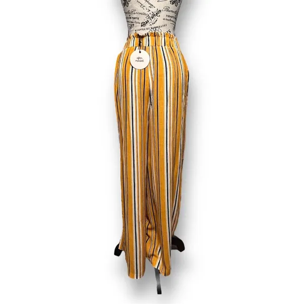 Anthropologie After Market Mustard Striped Wide Leg Pants Tie Waist Boho Resort‎ - Image 5