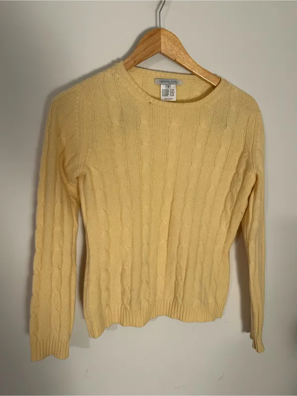 Cashmere Studio cashmere wool cable knit sweater yellow small - Image 2