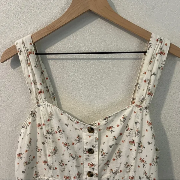 American Eagle Outfitters Ditsy Floral Cotton Linen Button Front Dress‎ Size L - Image 3