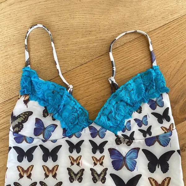 Omighty Butterfly Graphic Cami with Blue Lace - Image 3