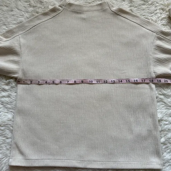Madewell Top Striped Jacquard Funnelneck Long Sleeve Cream XS - Image 11