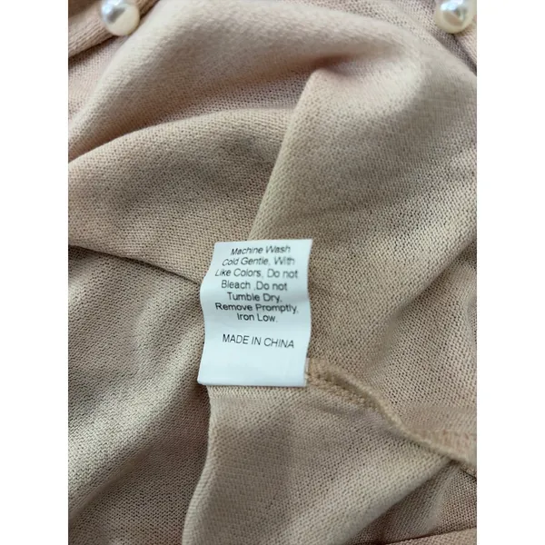 Princess Polly Women’s US 4 Beige Pearl Button Deep V Cardigan Minimalist Top - Image 6