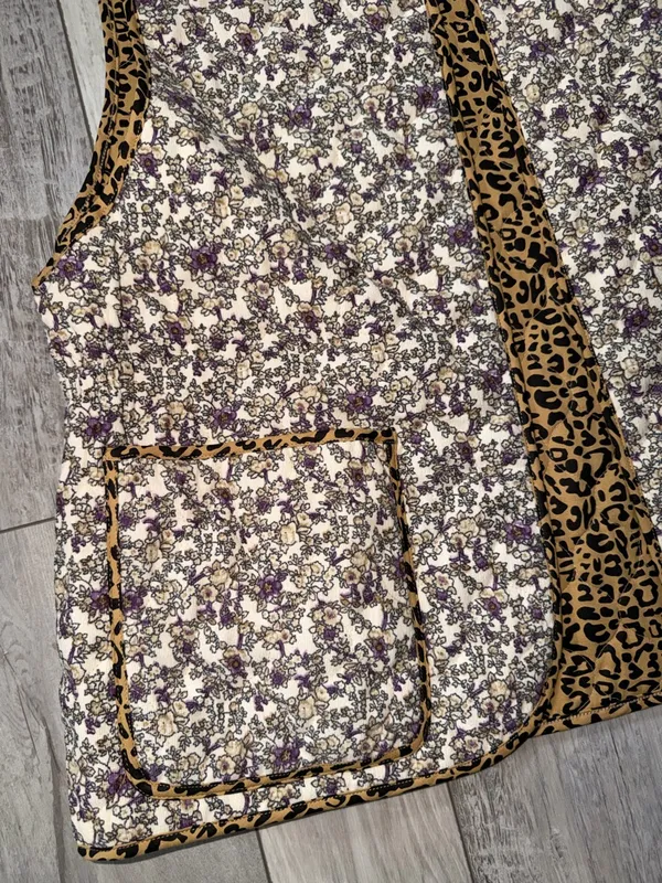 NWT-POL Floral Courdory Quilted Cheetah Oversized Vest Size small / medium - Image 4