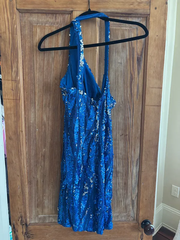 Midnight Doll Dillard's Sequin Royal Blue Mini Dress - Image 3