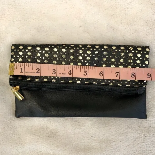 Y2K Gold Metallic Clutch Bag Black - Image 5